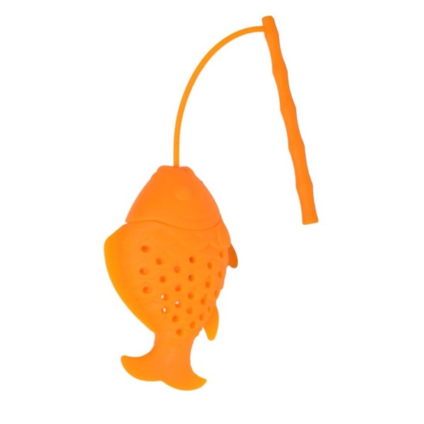 Tea filter, infuser, fish form, orange color